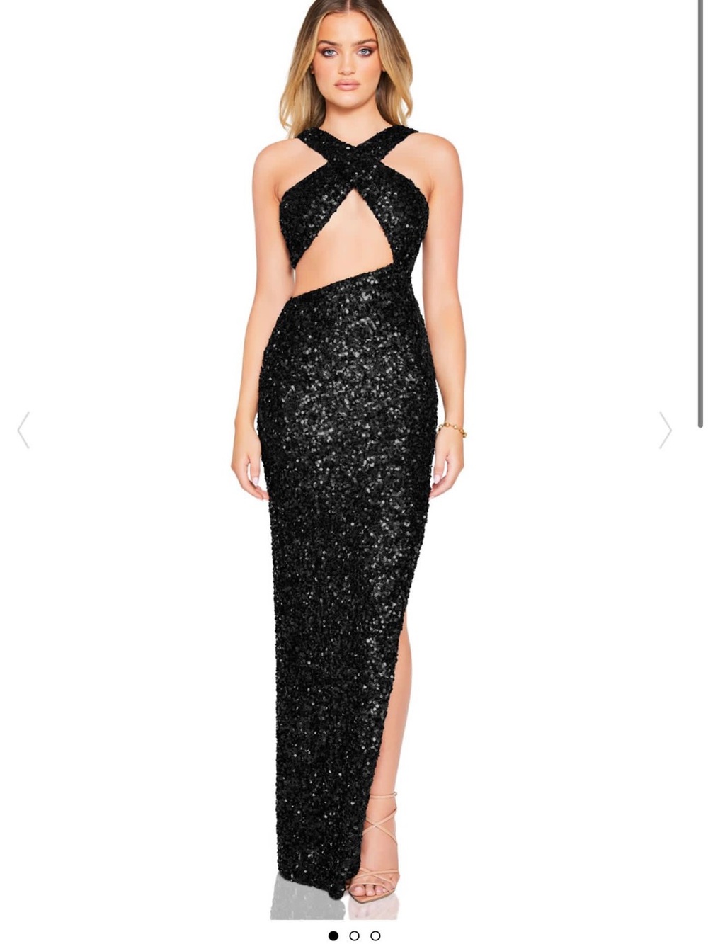 Nookie luma cut out black sequin gown